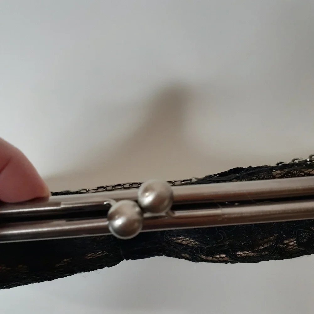 Ann Taylor LOFT Black Lace‎ and Taupe Evening Bag